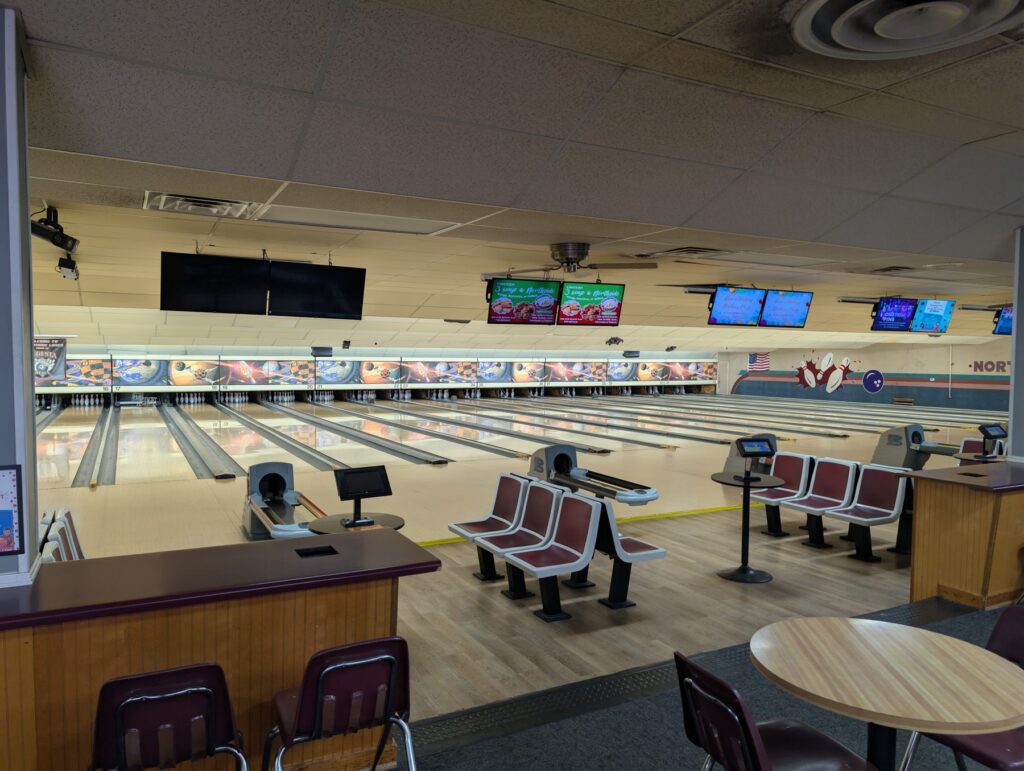 Bowler seating and lanes at Northside Lanes